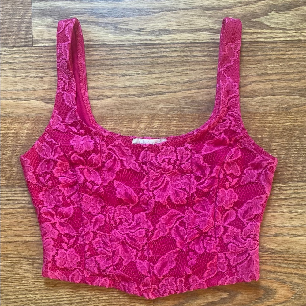 Pink Lace Crop Top